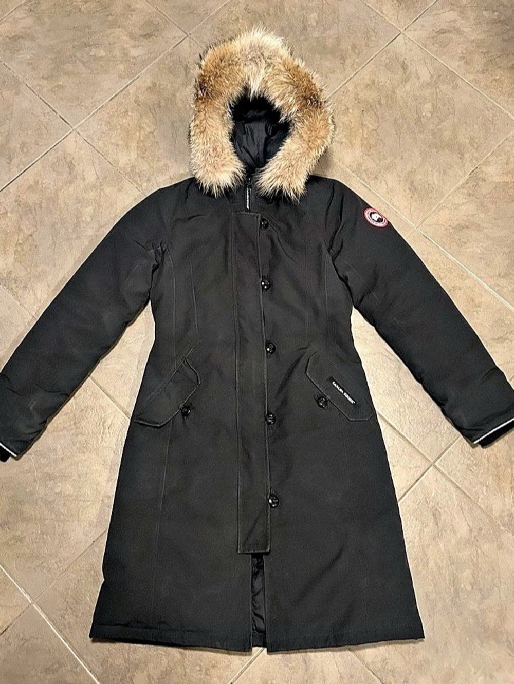 Canada Goose Girl's Black Brittania Parka Coat Jacket Size L (14-16)